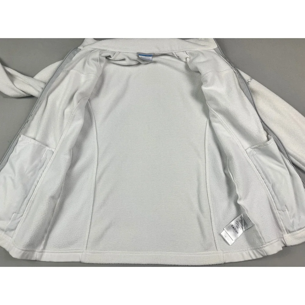 Columbia‎ Womens Small Fleece Full Zip Jacket White Sportswear Lightweight
